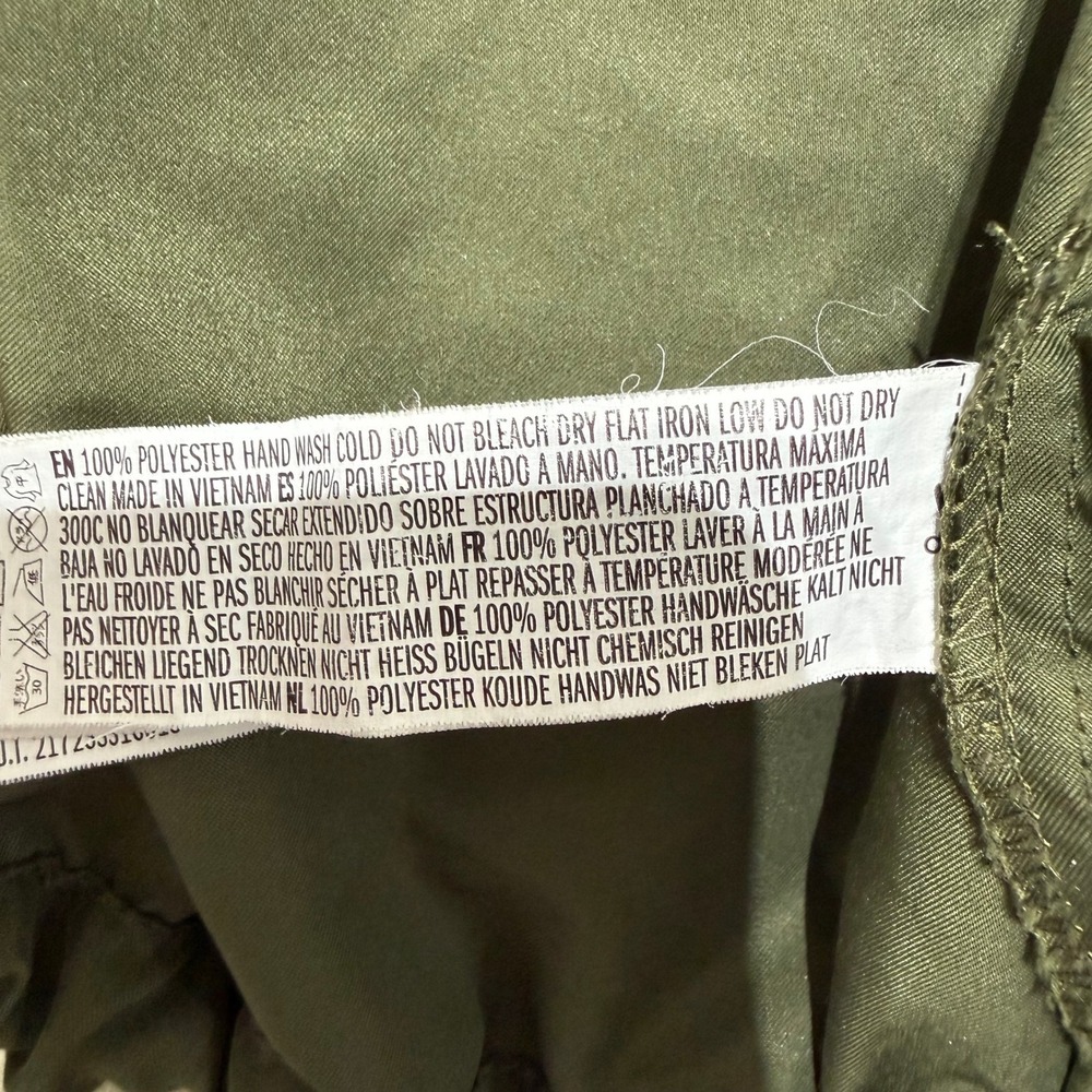 Forever 21 Utility Jacket Womens XS Olive Green Hooded Roll Tab Military Coat - Picture 11 of 13